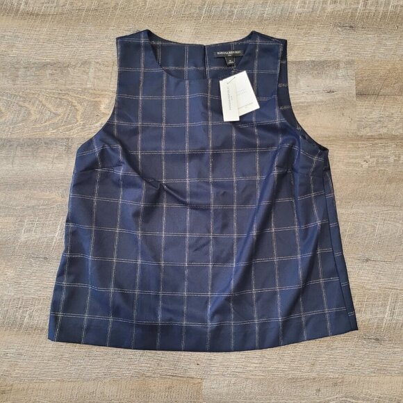 NWT BANANA REPUBLIC | Plaid Shine Shell Tank Top | Sz. M - Picture 2 of 7